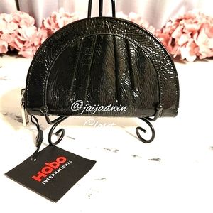 NWT HOBO Int'l RARE Black Genuine Patent Leather Makeup Pouch/Small Clutch